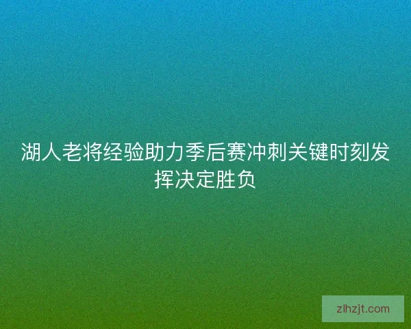 湖人老将经验助力季后赛冲刺关键时刻发挥决定胜负